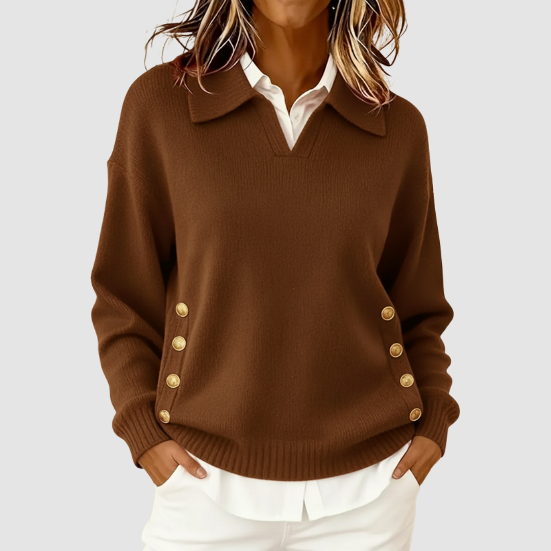 Varnova | Women's Collared Pullover Knit Sweater