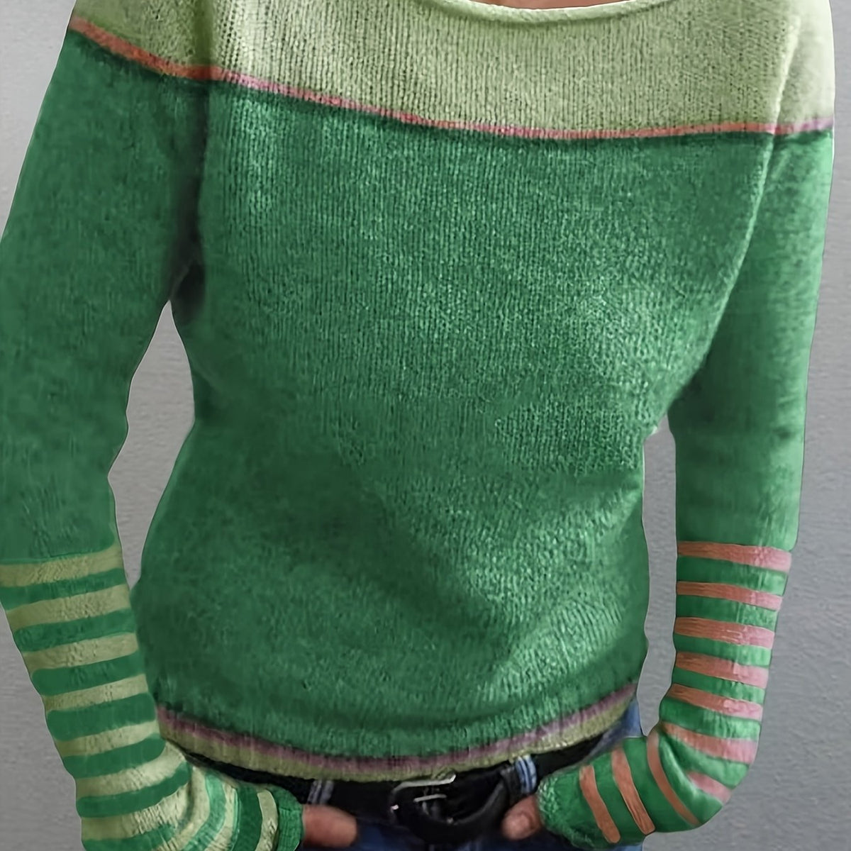 Veldine | Women's Color Block Boat Neck Sweater