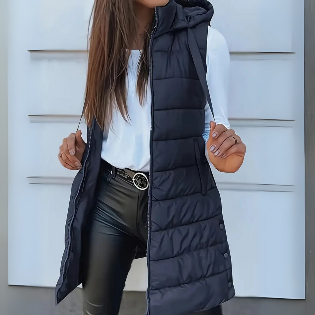 Veldris | Women's Long Hooded Puffer Vest