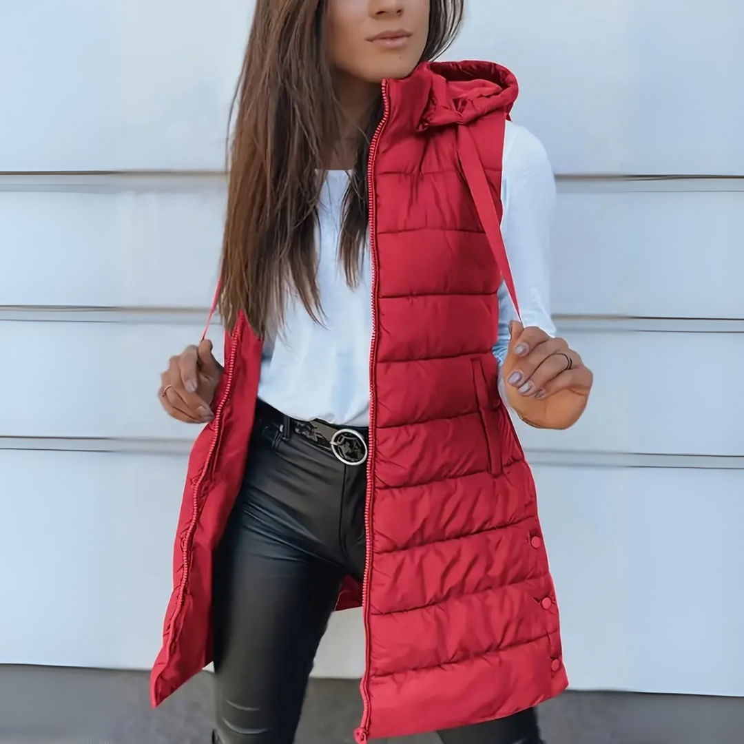 Veldris | Women's Long Hooded Puffer Vest