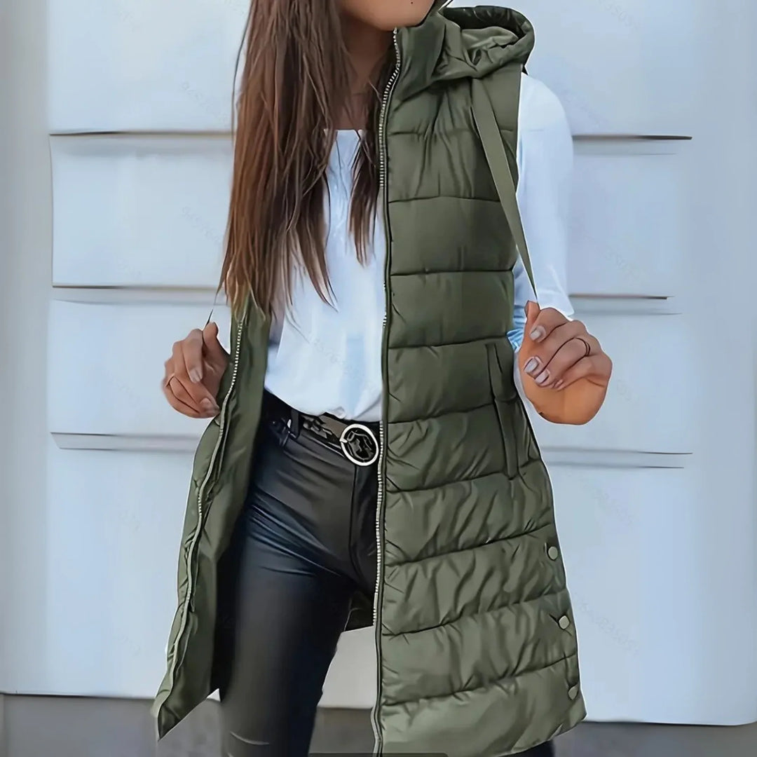 Veldris | Women's Long Hooded Puffer Vest