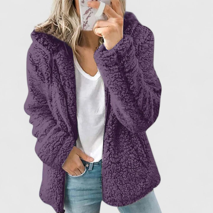 Velnara | Women's Teddy Fleece Open Front Jacket