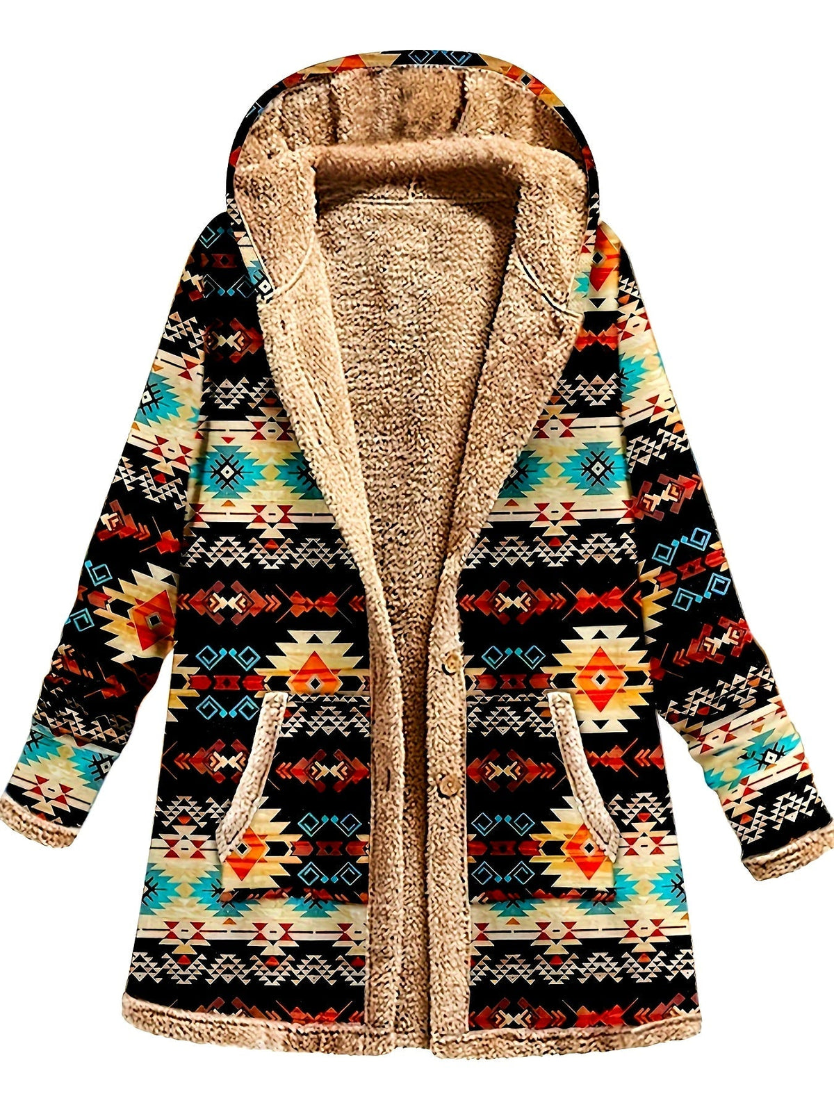 Velnith | Women's Aztec Print Hooded Winter Coat