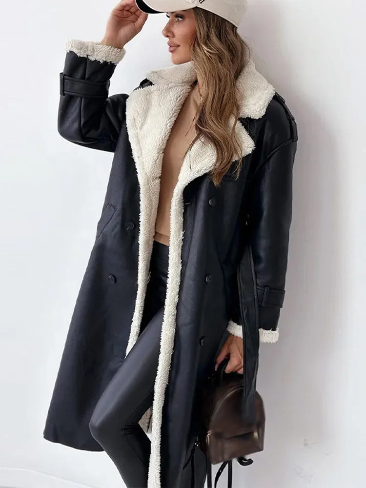 Velowyn | Women's Sherpa-Lined Long Trench Coat