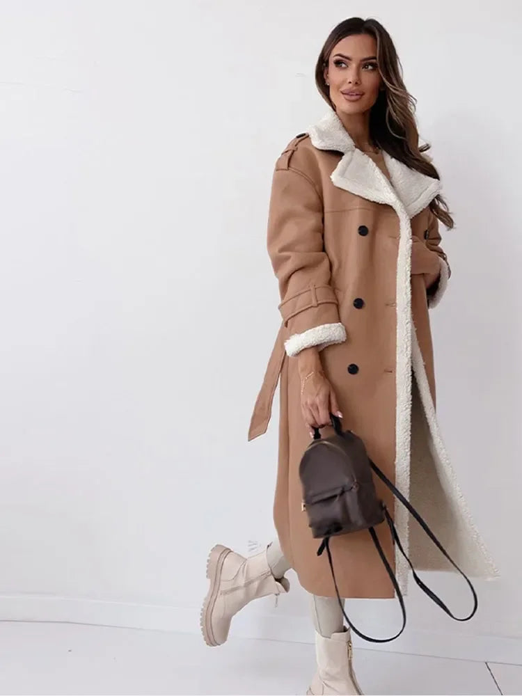 Velowyn | Women's Sherpa-Lined Long Trench Coat