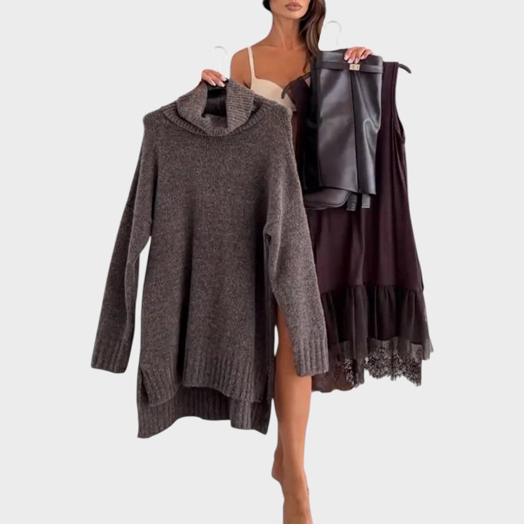 Viorelle | Women's Turtleneck Sweater Dress Set