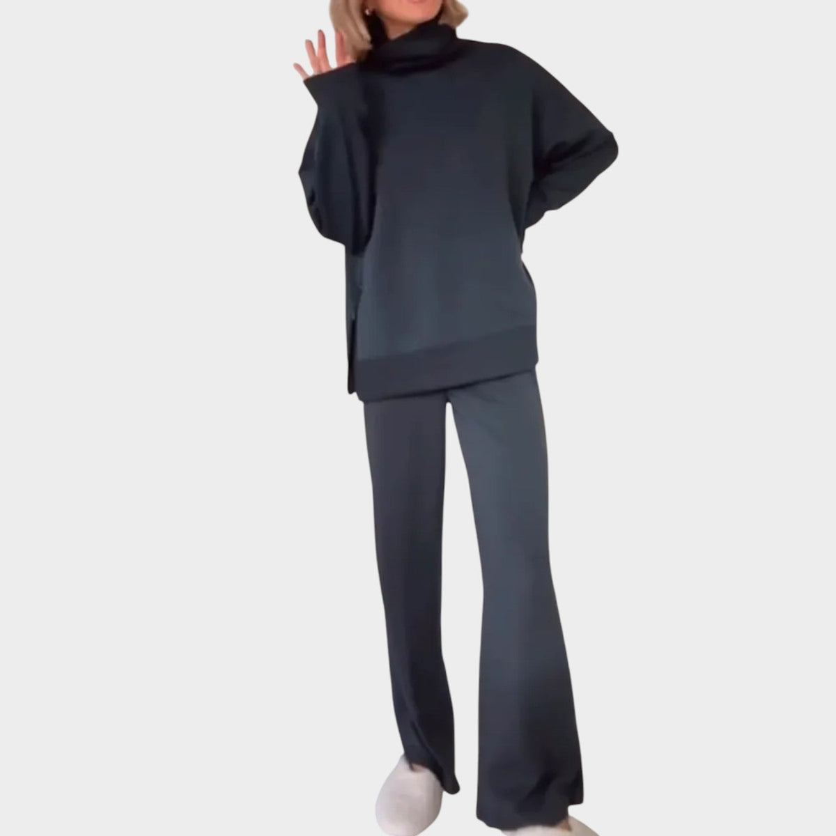 Vornara | Women's Loungewear Set Turtleneck & Wide Leg Pants