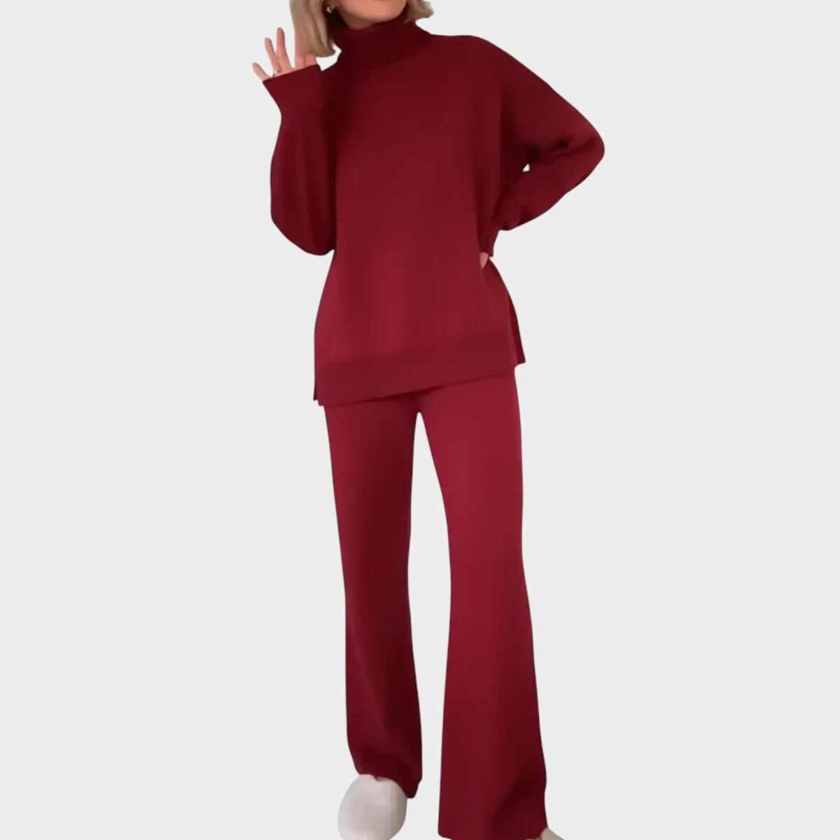 Vornara | Women's Loungewear Set Turtleneck & Wide Leg Pants