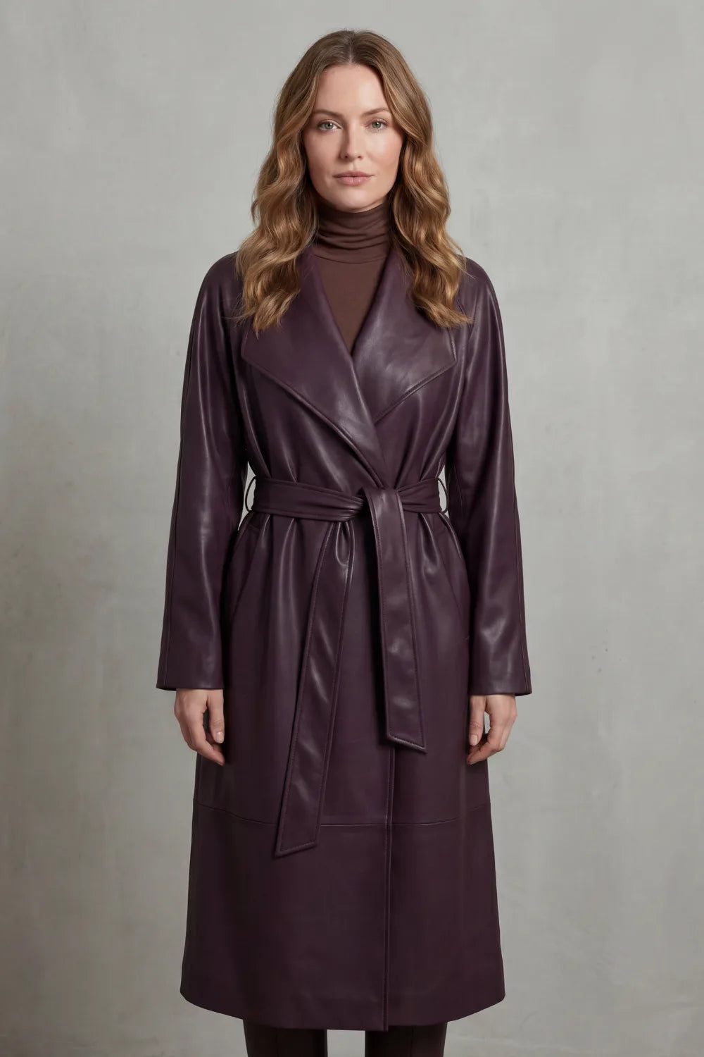 Vornissa | Women's Faux Leather Trench Coat