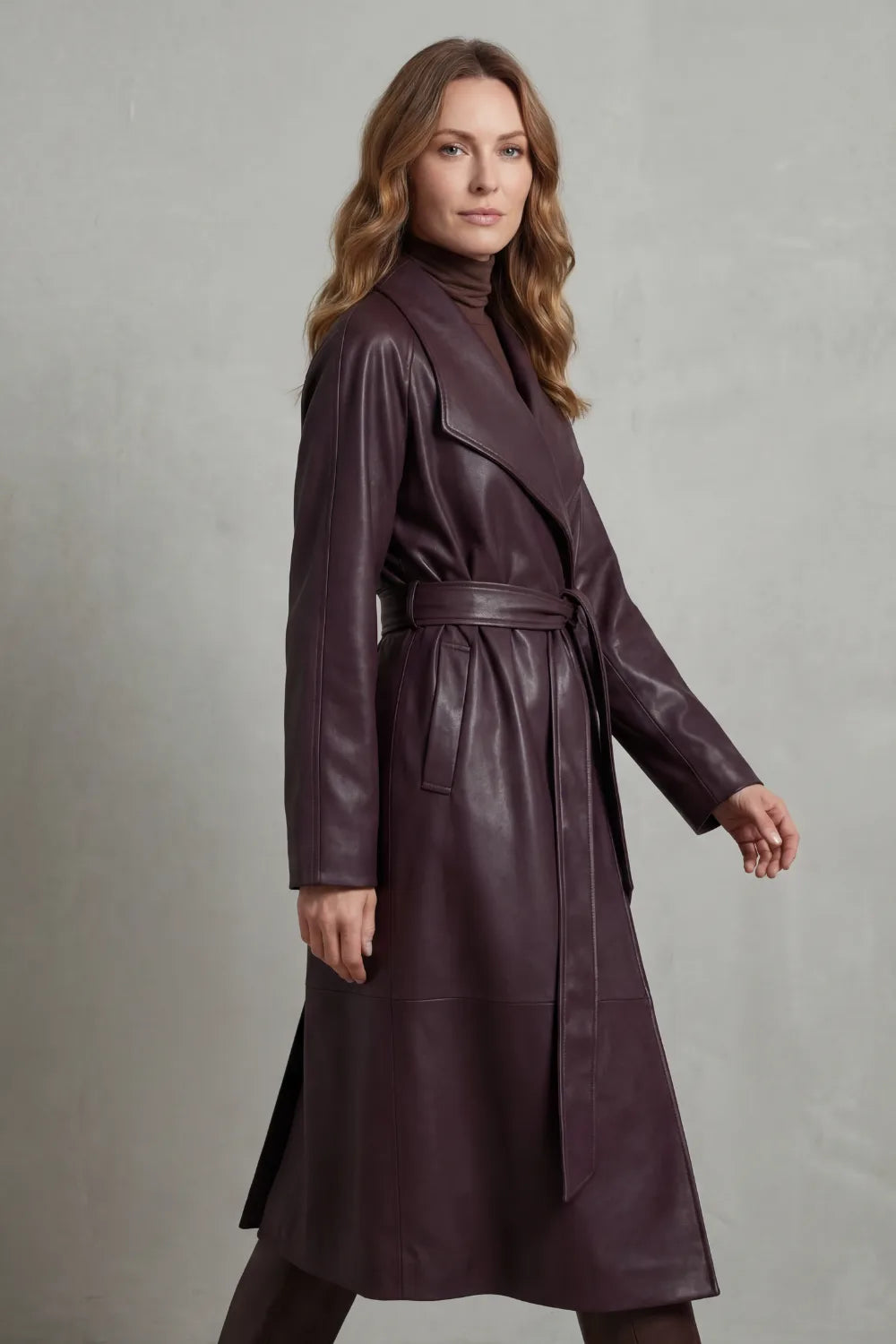 Vornissa | Women's Faux Leather Trench Coat