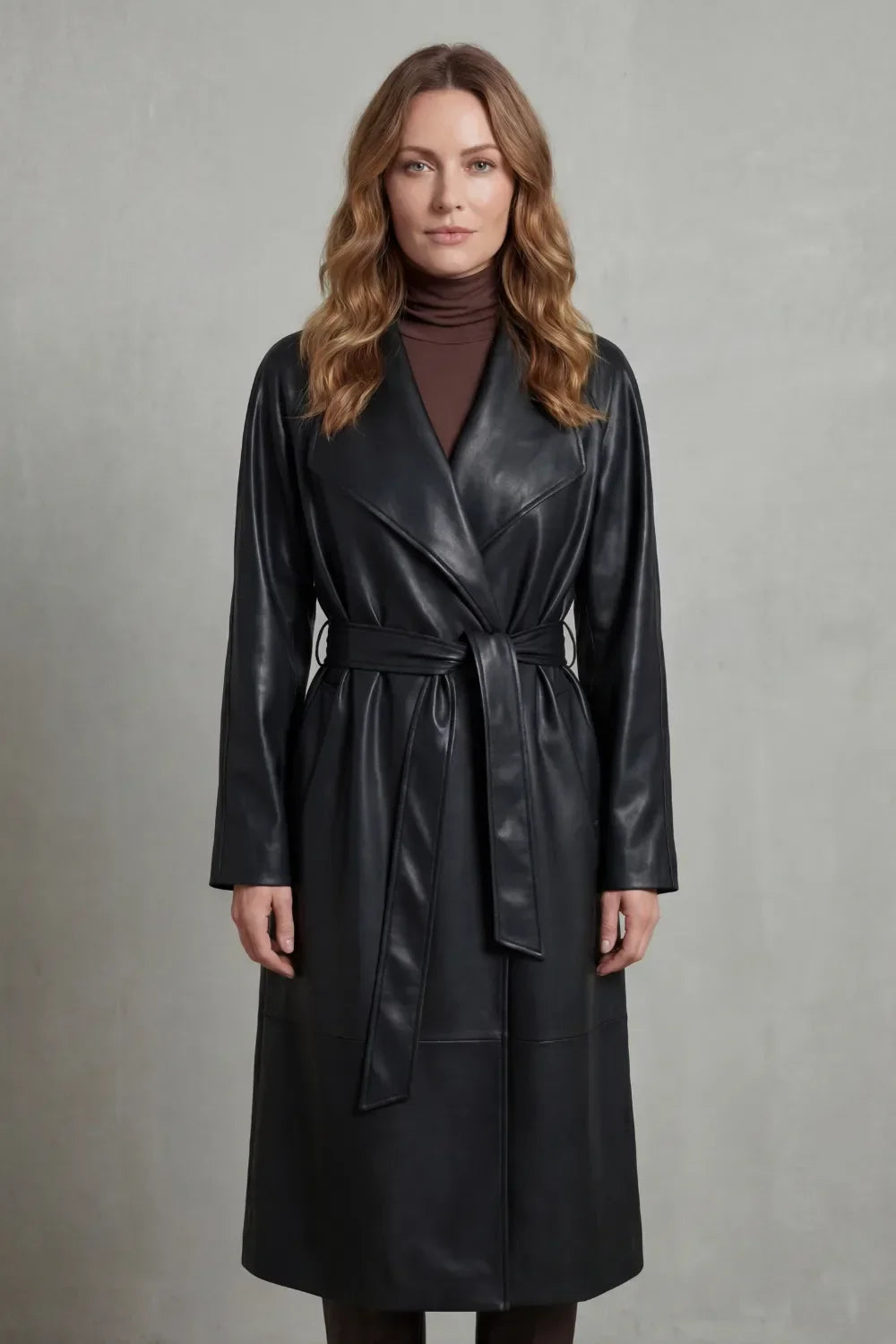 Vornissa | Women's Faux Leather Trench Coat