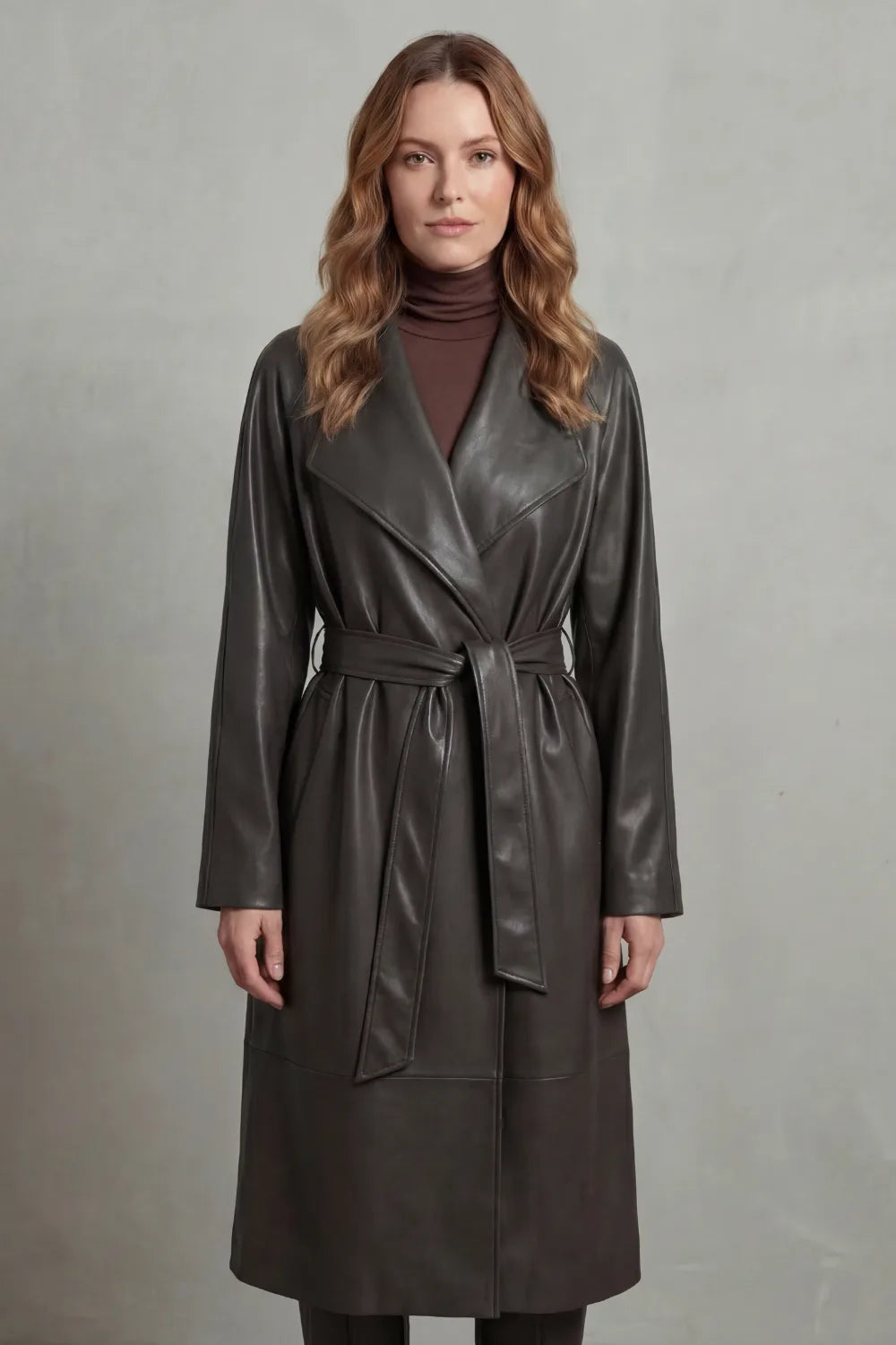 Vornissa | Women's Faux Leather Trench Coat