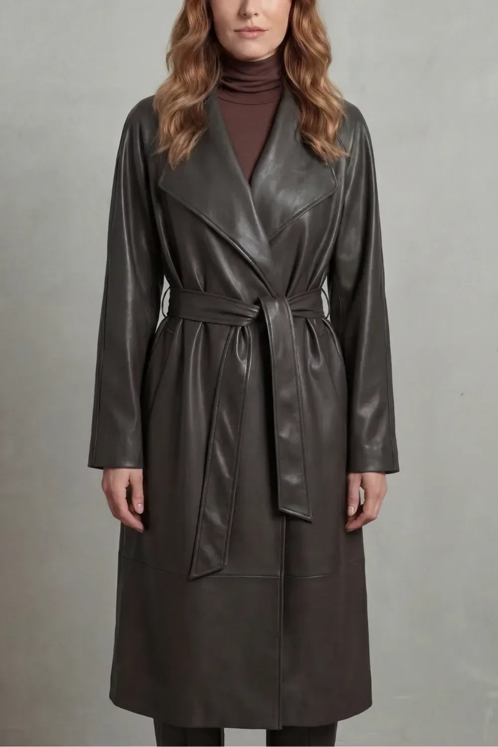 Vornissa | Women's Faux Leather Trench Coat