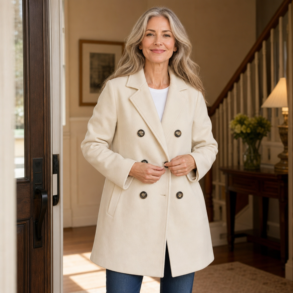 Vossara | Women's Winter Coat Double-Breasted Peacoat