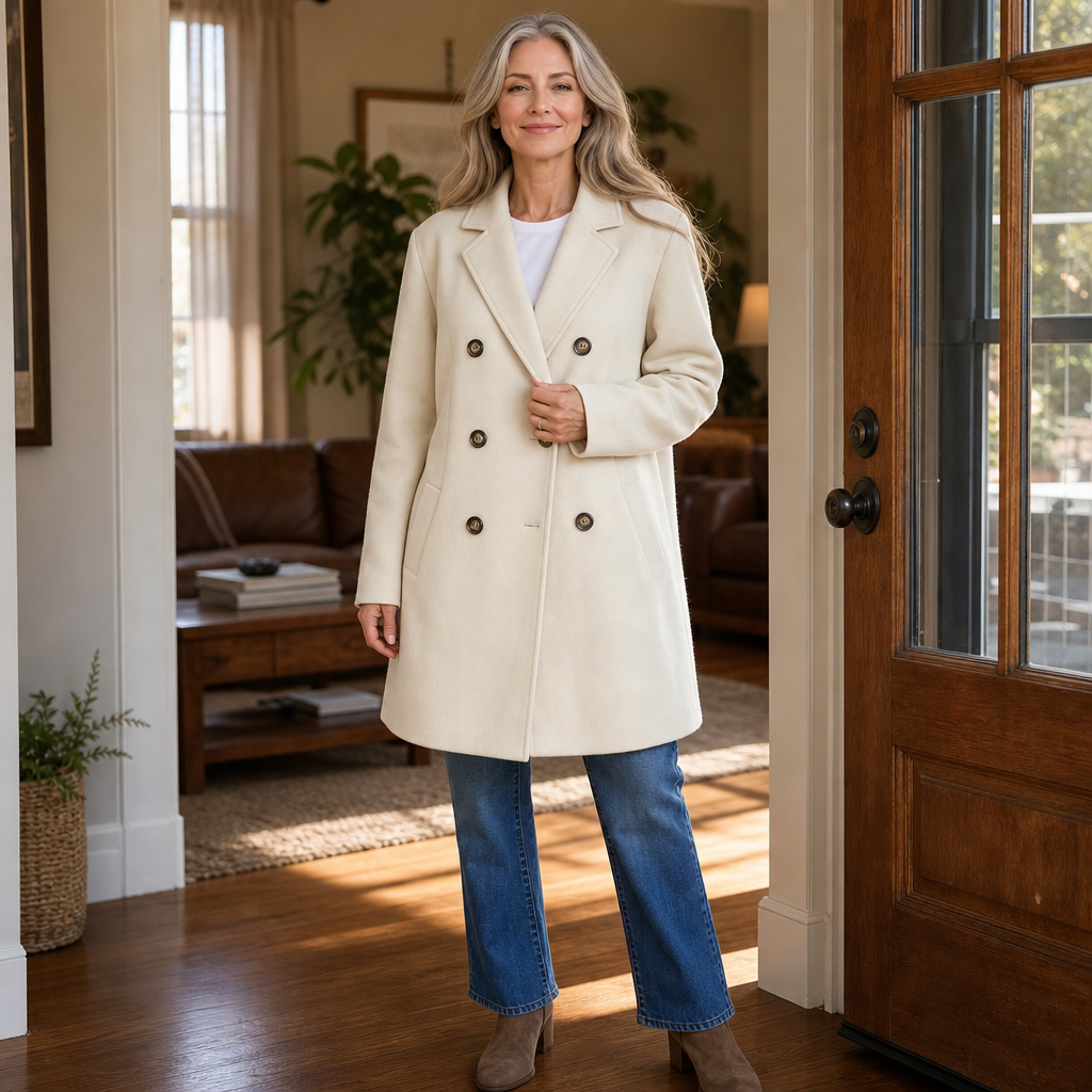 Vossara | Women's Winter Coat Double-Breasted Peacoat