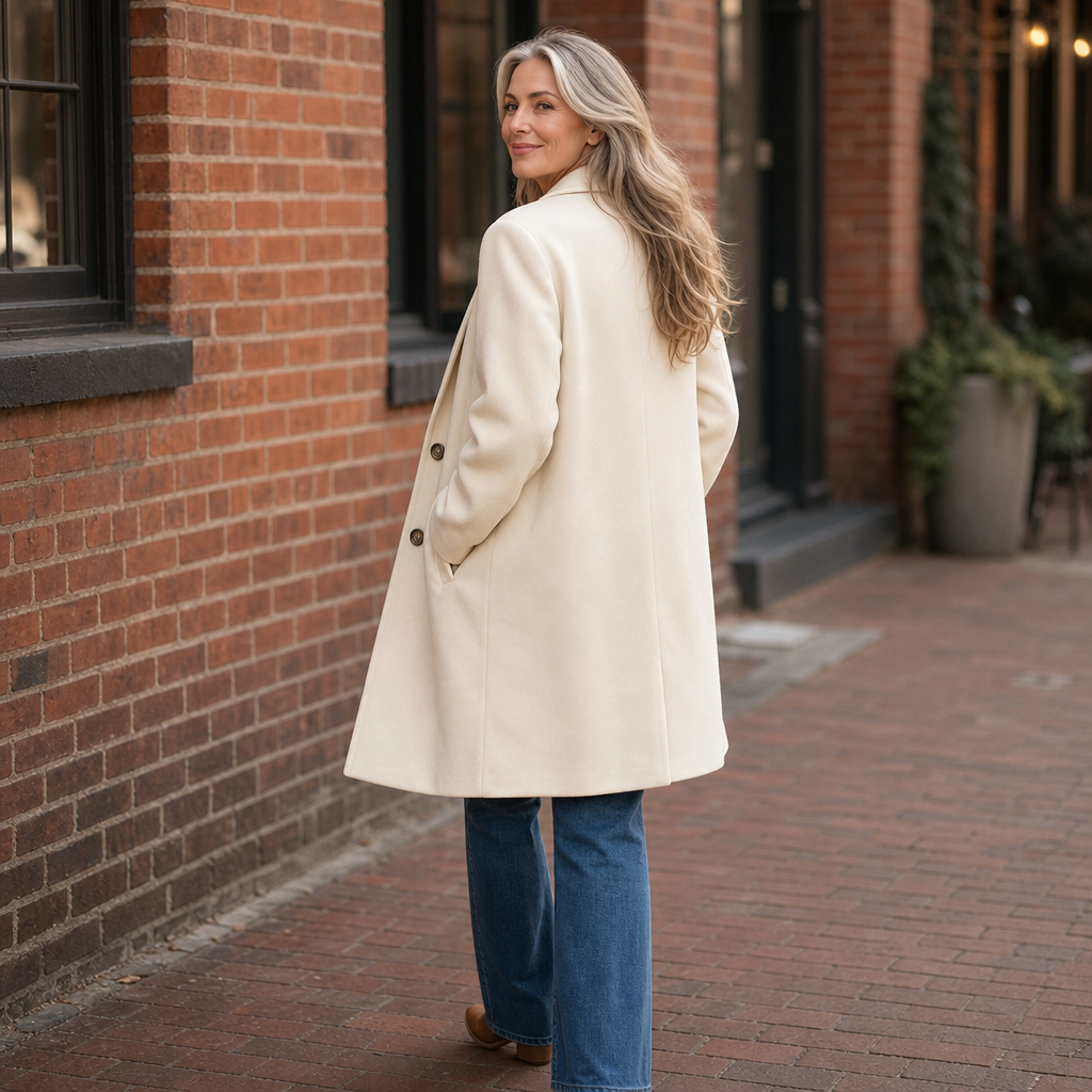 Vossara | Women's Winter Coat Double-Breasted Peacoat