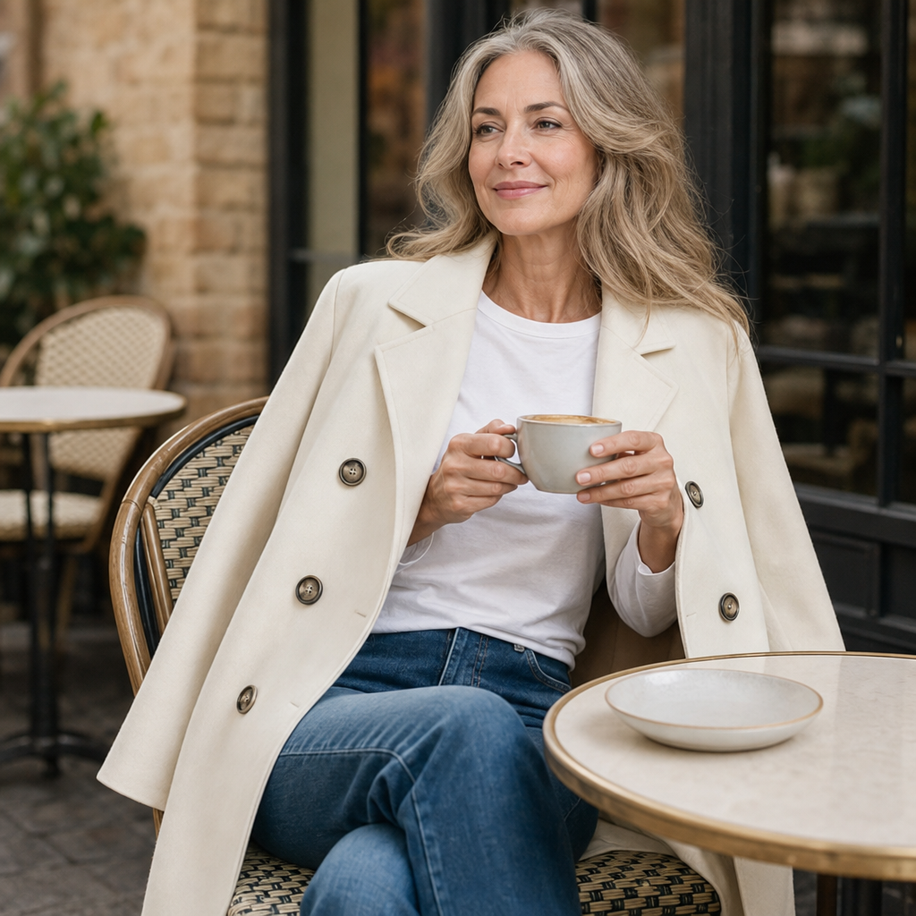 Vossara | Women's Winter Coat Double-Breasted Peacoat