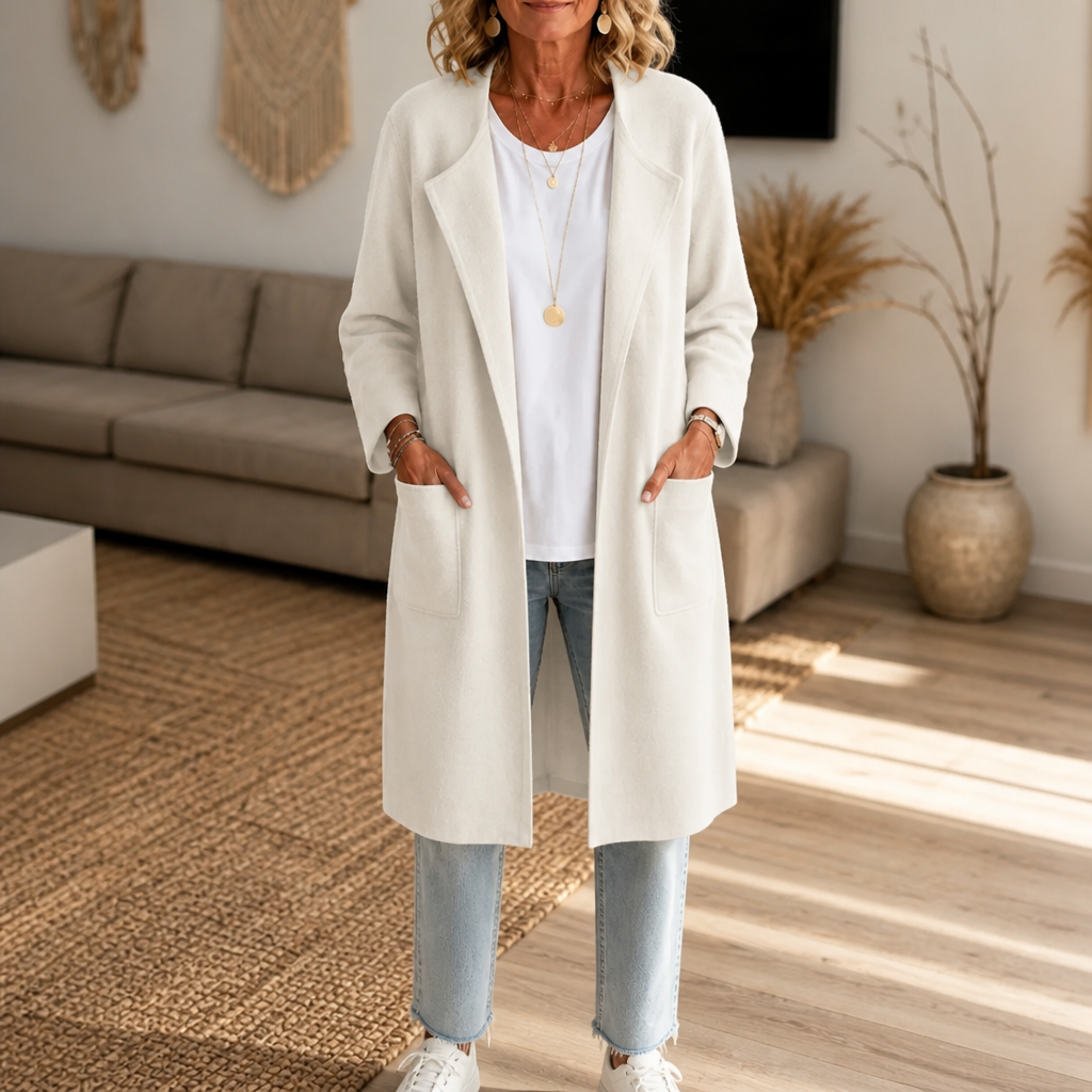 Vossara | Women's Winter Coat Longline Open-Front