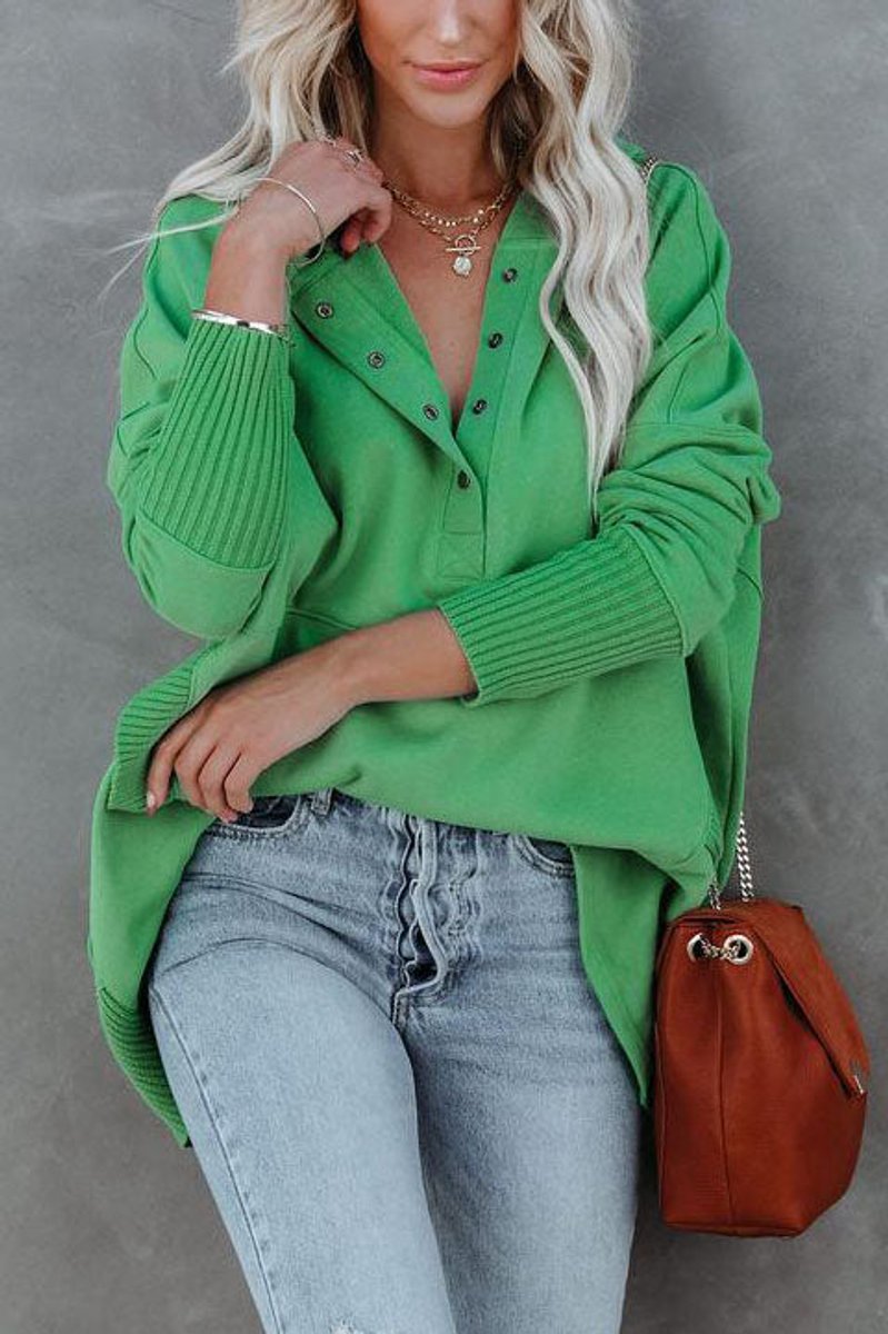 Effortless Oversized Henley Pullover Hoodie