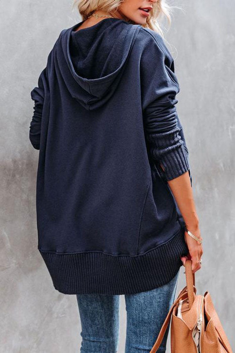 Effortless Oversized Henley Pullover Hoodie