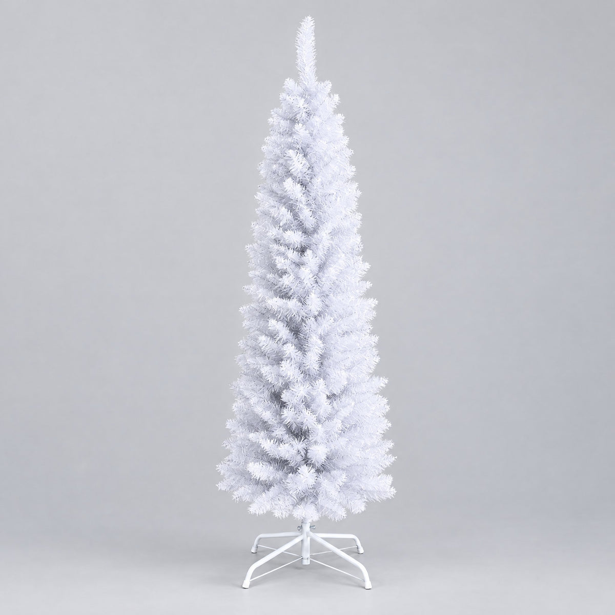 White Pencil Christmas Tree 4ft, 5ft, 6ft – Slim Artificial Tree, Optional Lights