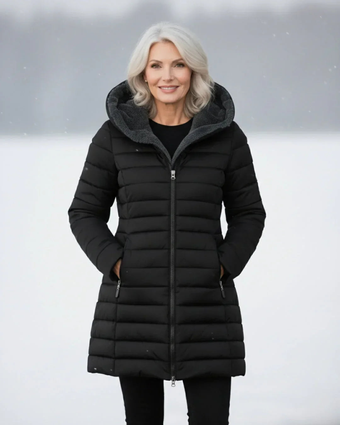 Rosalie | Women’s Sherpa-Lined Hooded Long Puffer Jacket