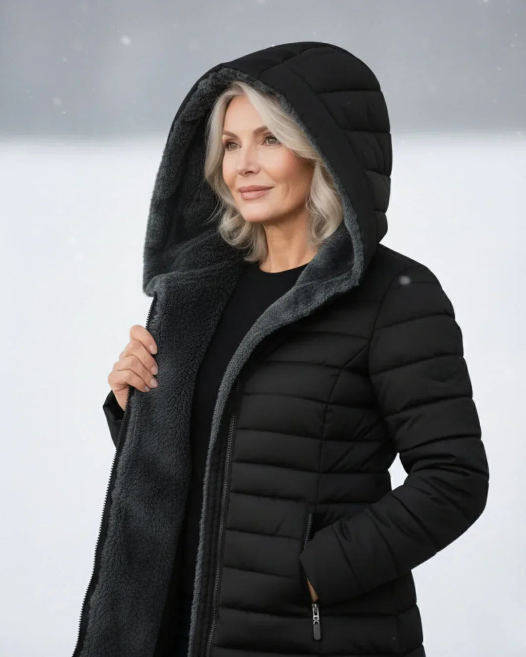 Rosalie | Women’s Sherpa-Lined Hooded Long Puffer Jacket