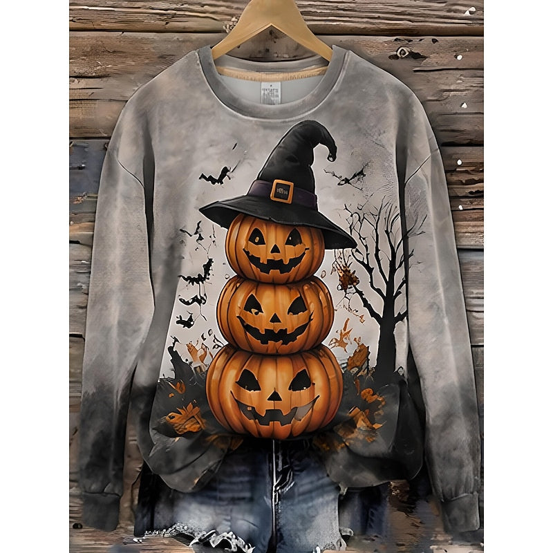 Wrenova | Women's Halloween Cat Striped Sweatshirt