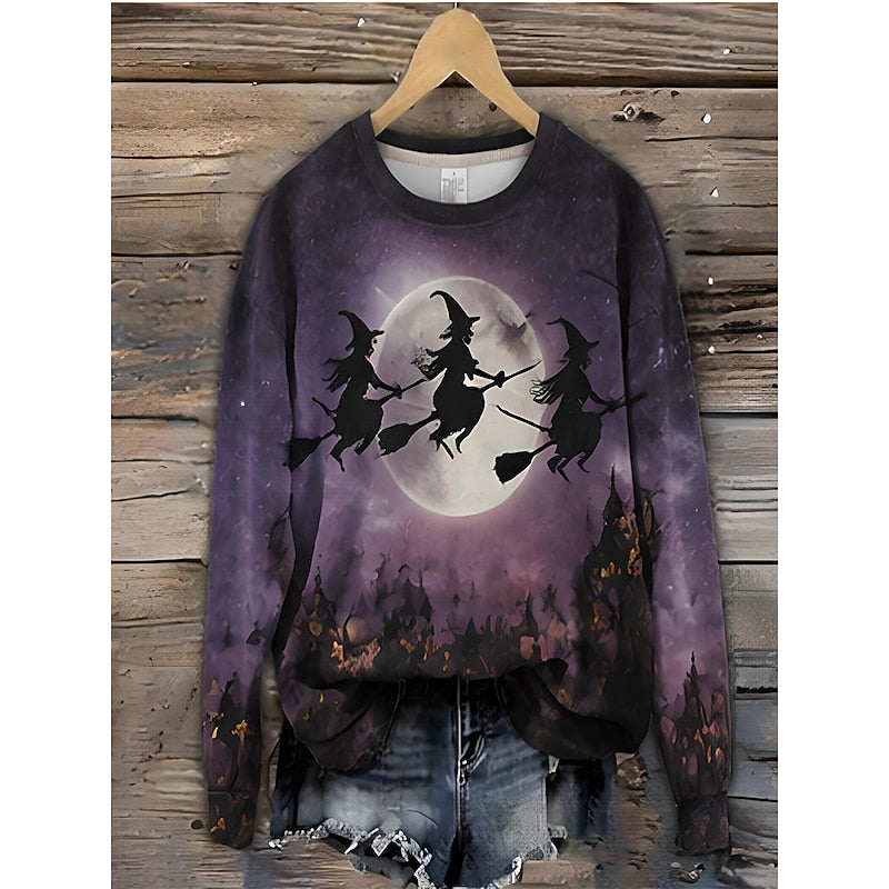 Wrenova | Women's Halloween Cat Striped Sweatshirt