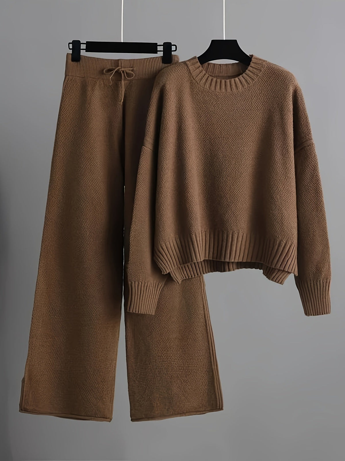 Wrenova | Women's Knit Loungewear Set Wide-Leg Pants