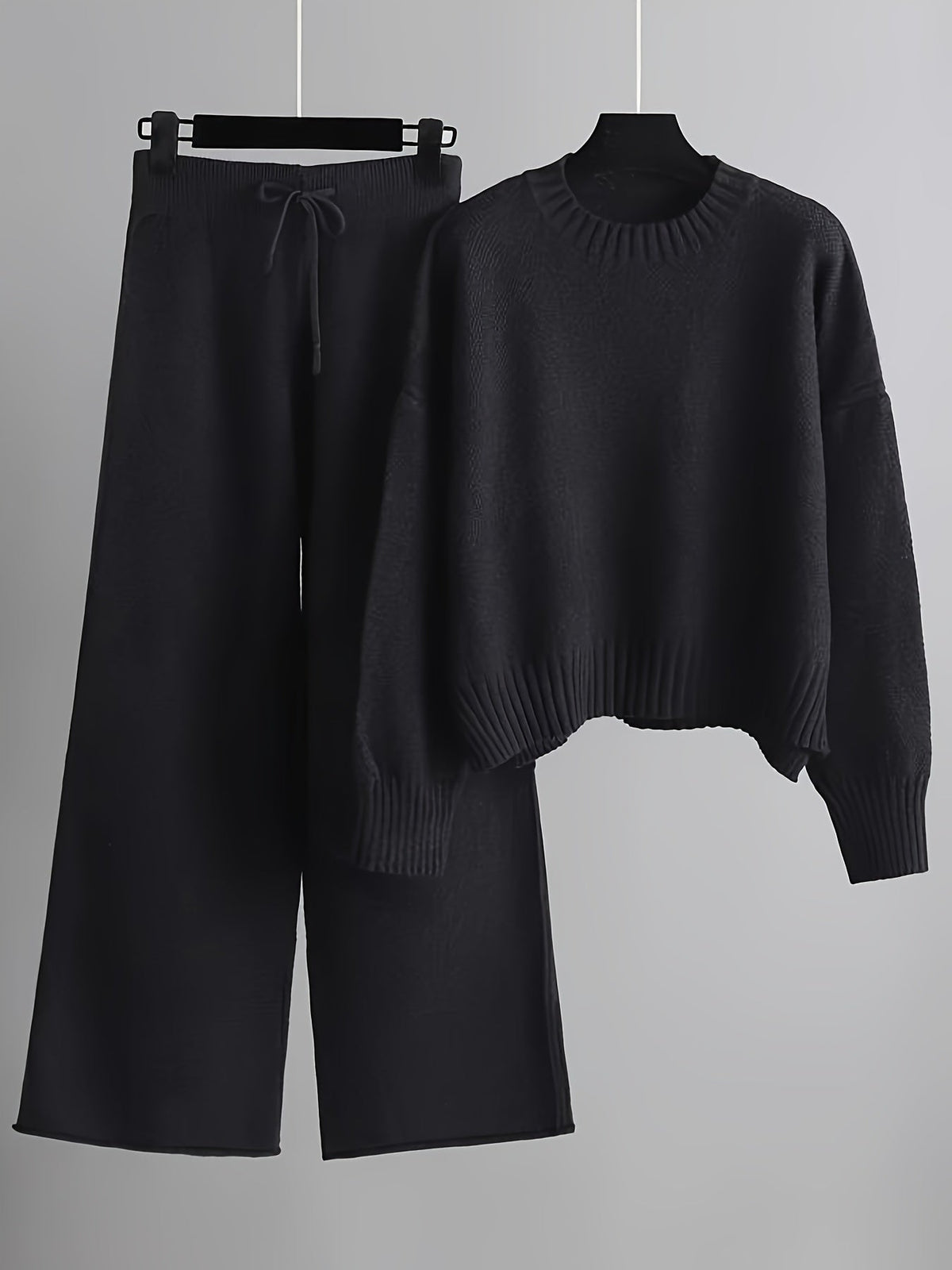 Wrenova | Women's Knit Loungewear Set Wide-Leg Pants