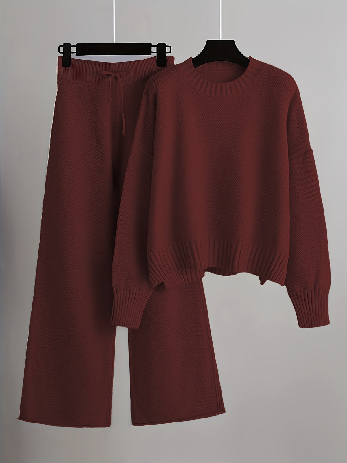 Wrenova | Women's Knit Loungewear Set Wide-Leg Pants