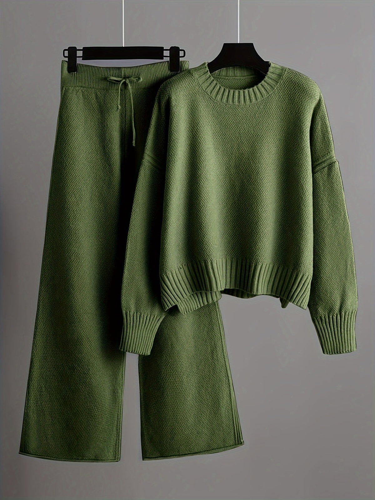 Wrenova | Women's Knit Loungewear Set Wide-Leg Pants