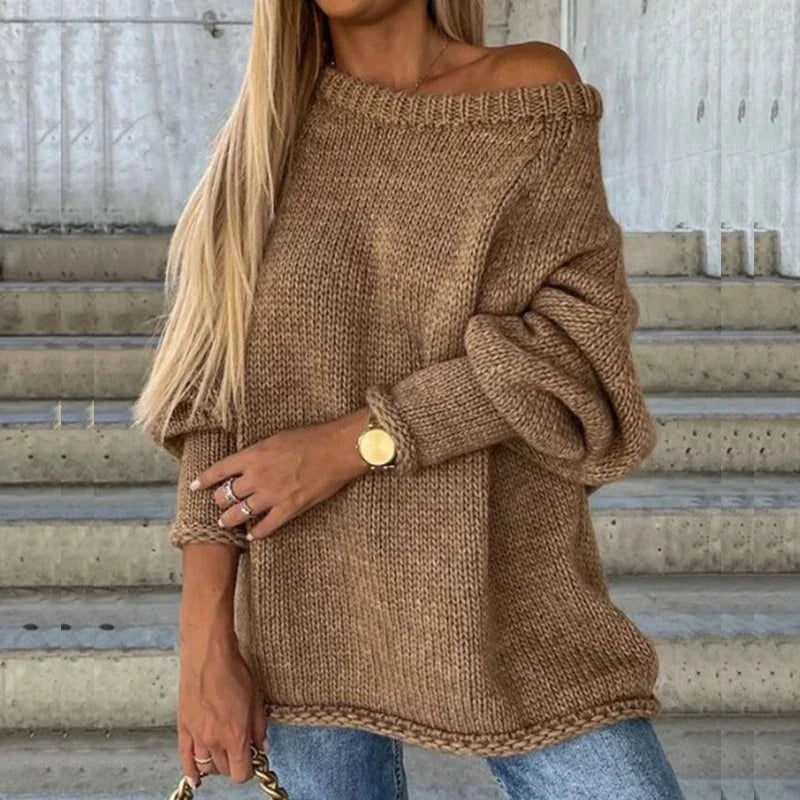 Wrenova | Women's Off-Shoulder Oversized Knit Sweater
