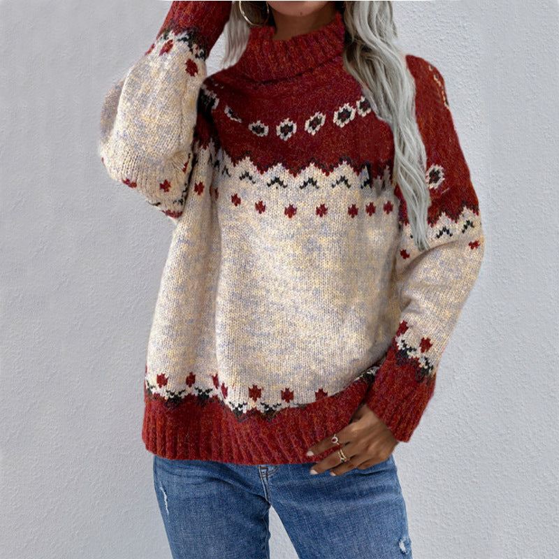 Wyndra | Women's Christmas Fair Isle Turtleneck Sweater