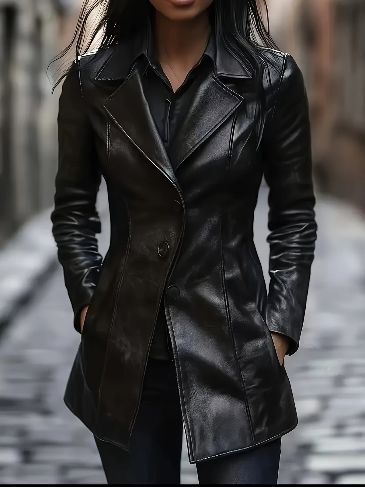Zelivra | Women's Slim Fit Leather Trench Coat