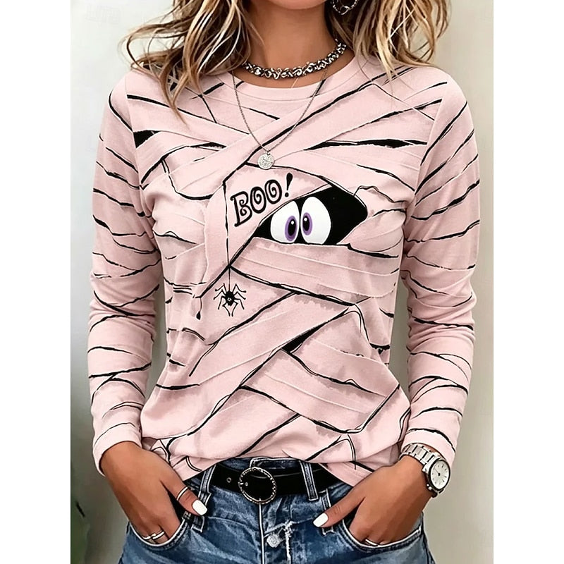 Zelwyn | Women's Halloween Sweatshirt Mummy Graphic Top