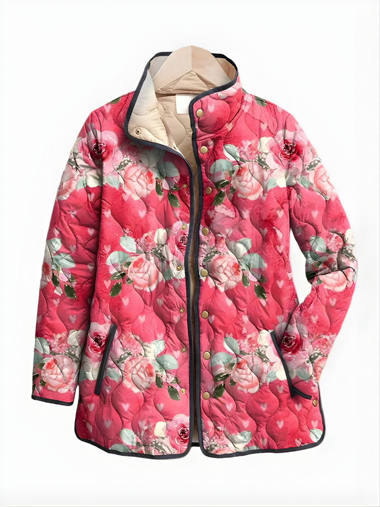 Zolvara | Women's Floral Quilted Puffer Jacket