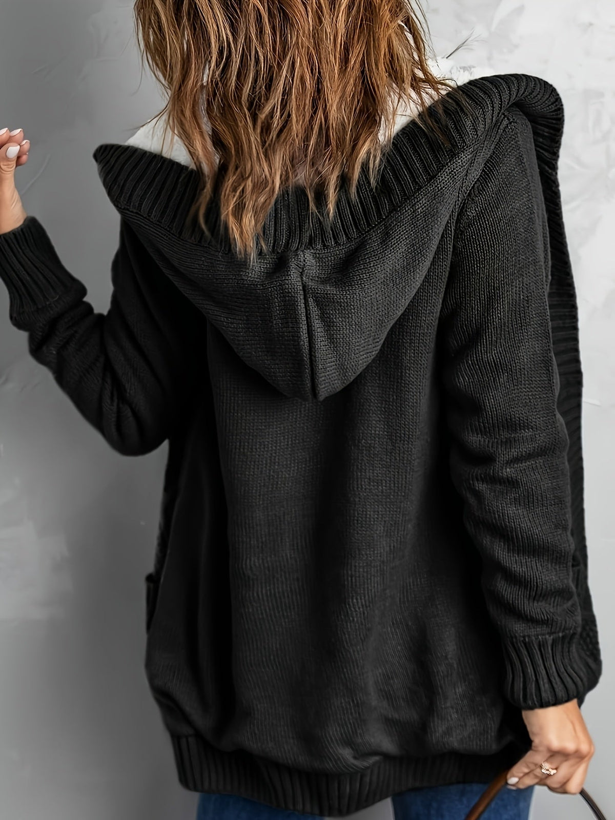 Zolvara | Women's Hooded Cable Knit Cardigan